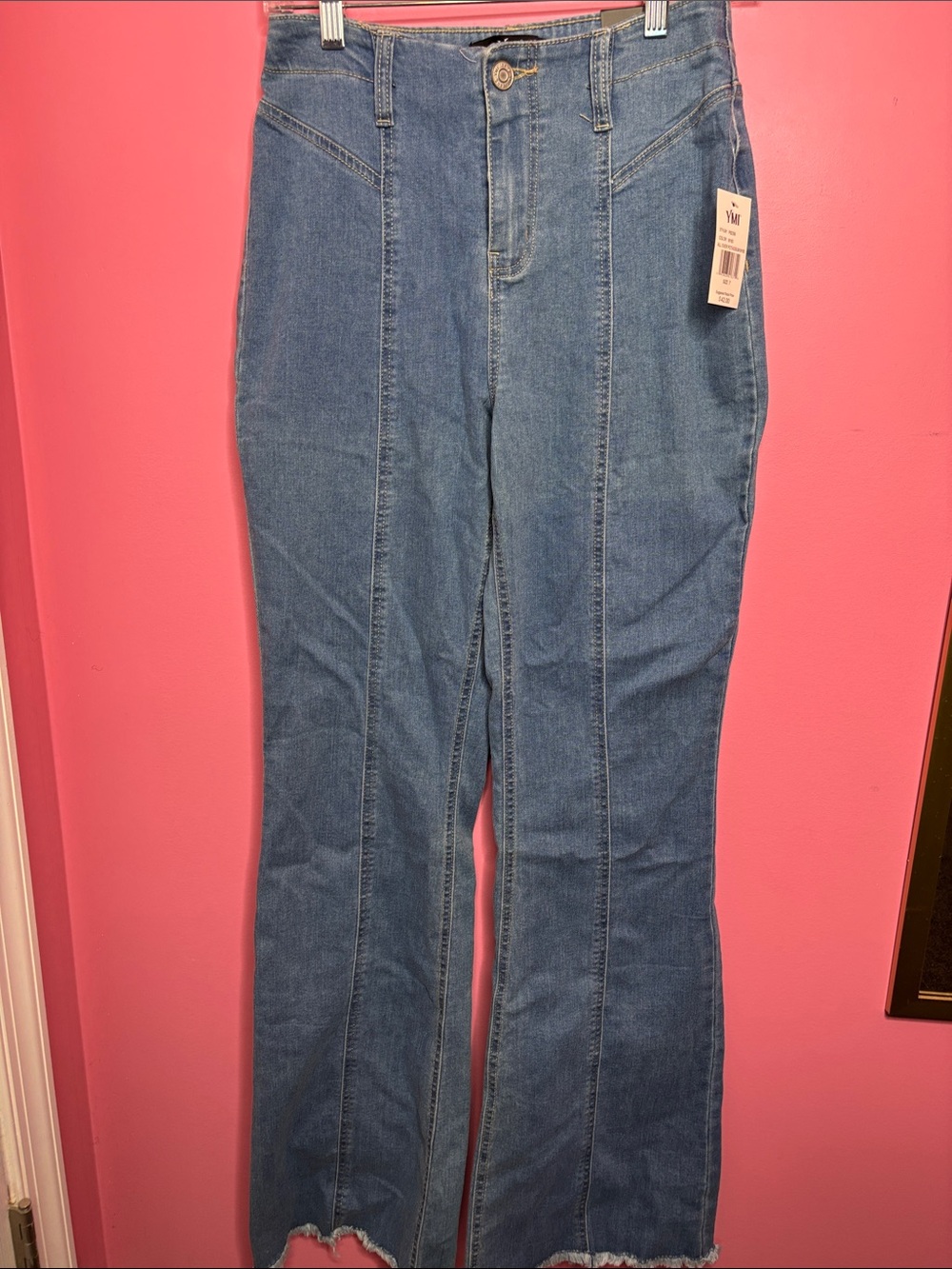 YMI High-Rise Flare Jeans in Classic Blue Denim